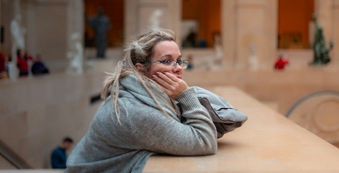 Woman sitting waiting