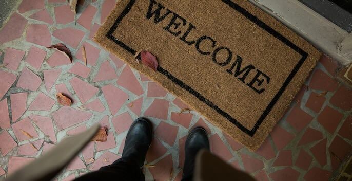 Door mat that says welome