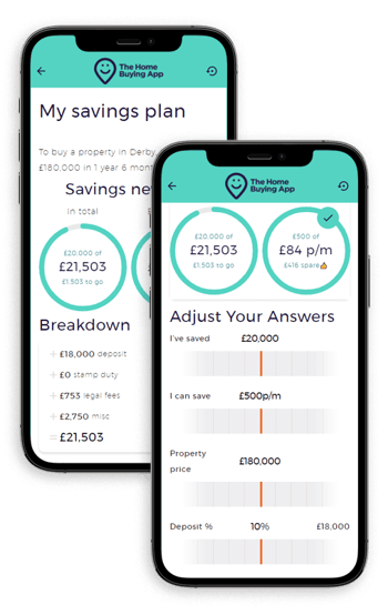 Two devices showing screenshots of The Home Buying App