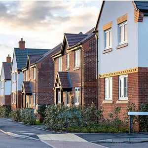 A row of red brick houses